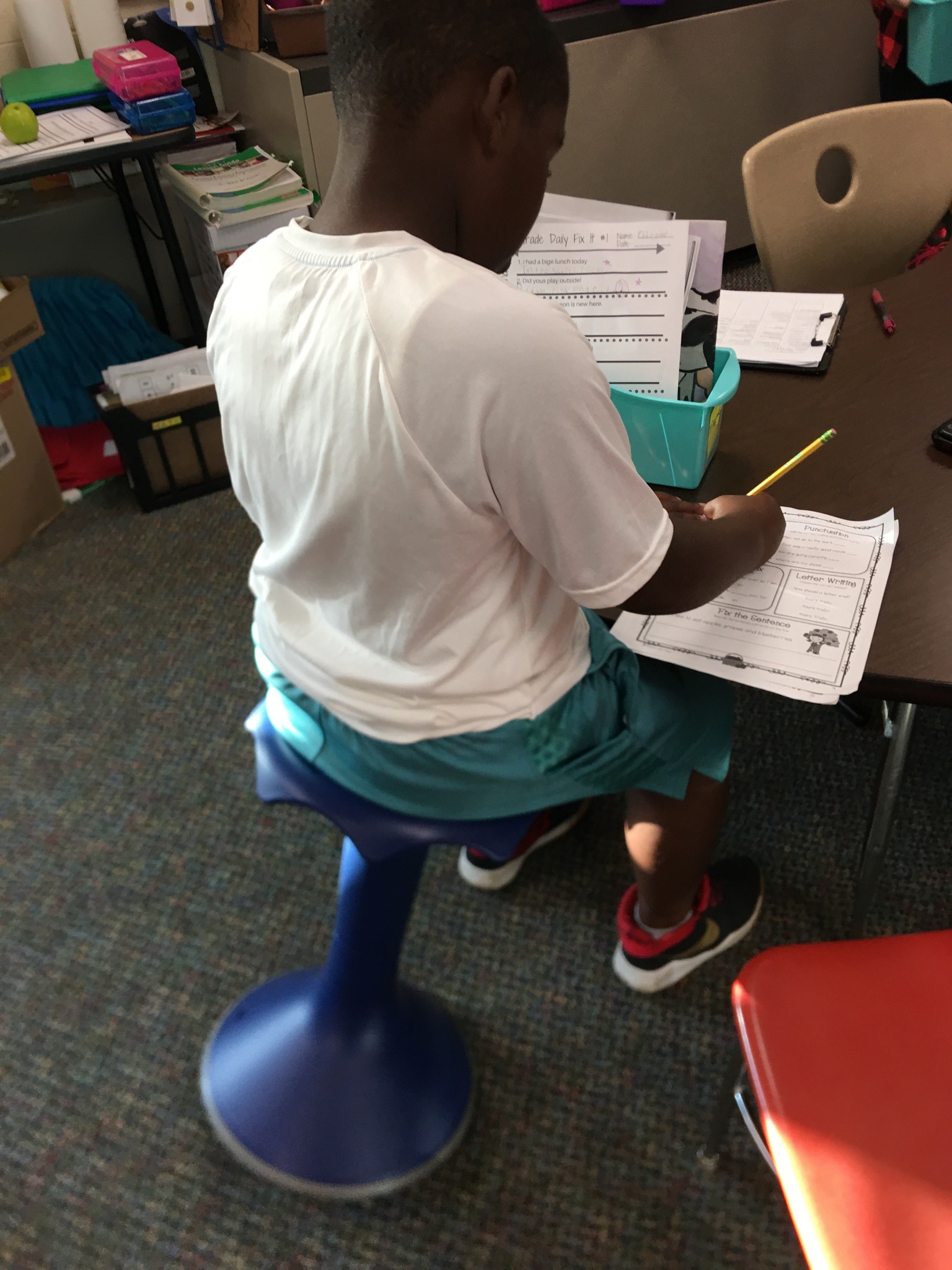Mrs. Theisen received a grant for Hokki stools which allow students to make gentle movements while staying seated.