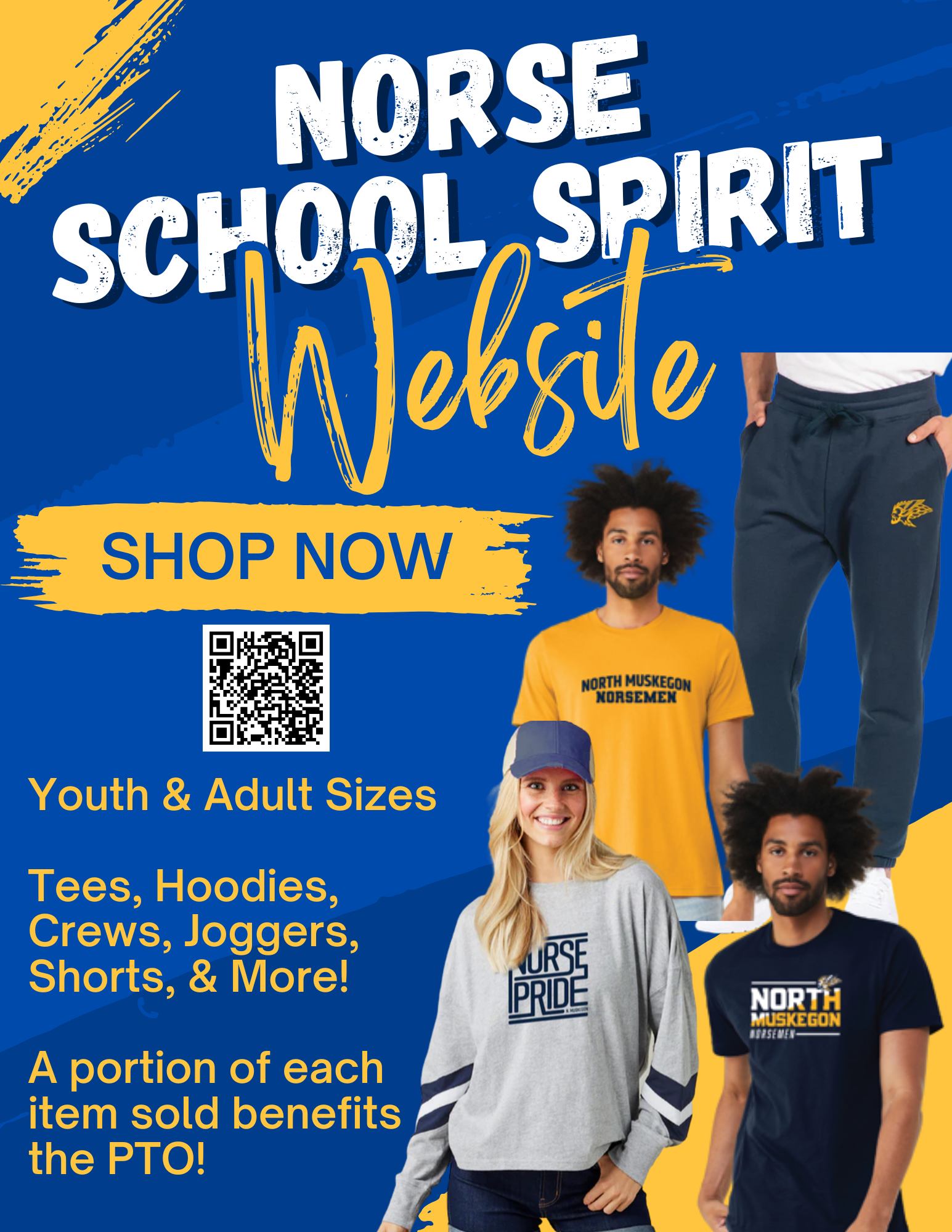 NORSE SCHOOL SPIRIT Website SHOP NOW Youth & Adult Sizes Tees, Hoodies, Crews, Joggers, Shorts, & More! A portion of each item sold benefits the PTO!